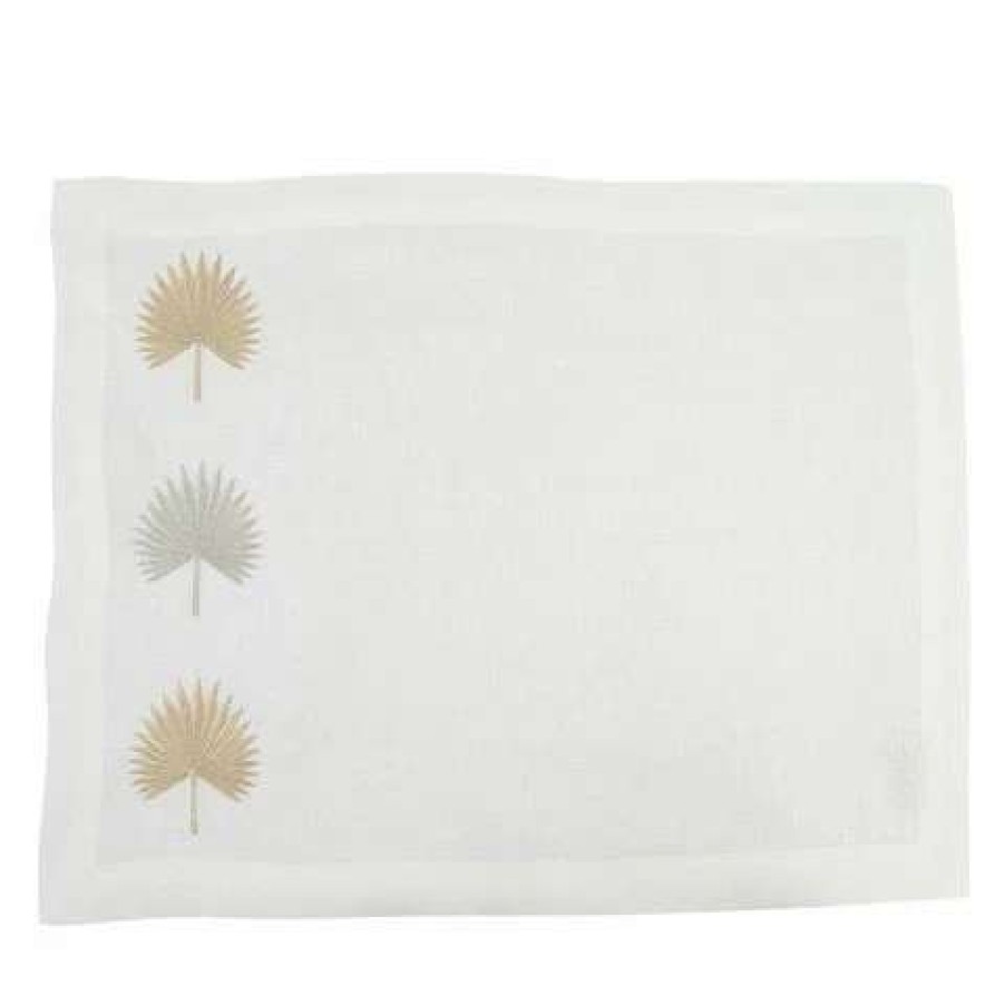 Table Accessories * | Serenk Gold & Silver Pointy Leaves White Placemat 38 50