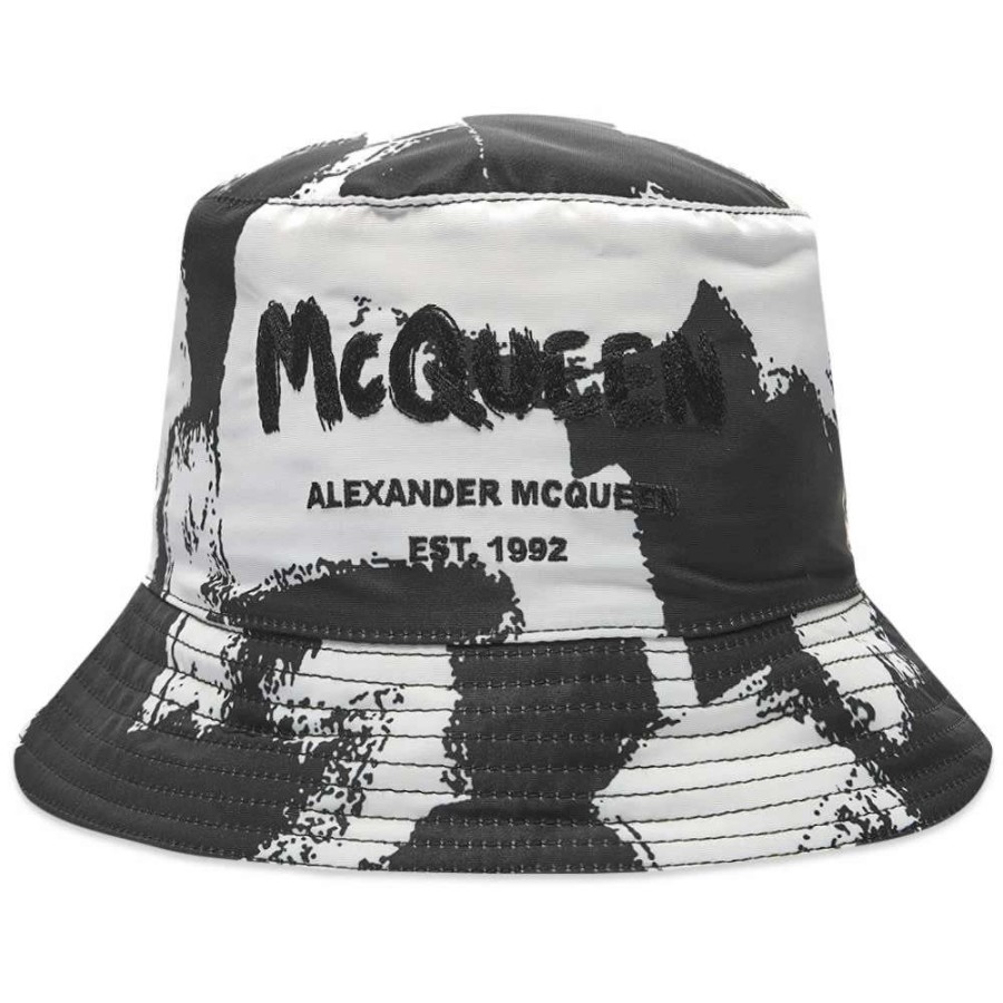 Accessories * | Alexander Mcqueen All Over Grafitti Logo Bucket Hat