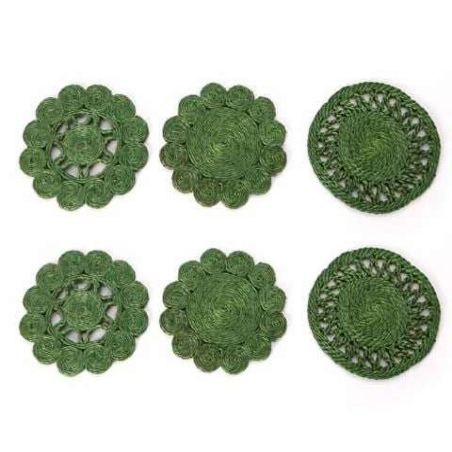 Table Accessories * | Carnival Retro Coaster Green Set 6Pce