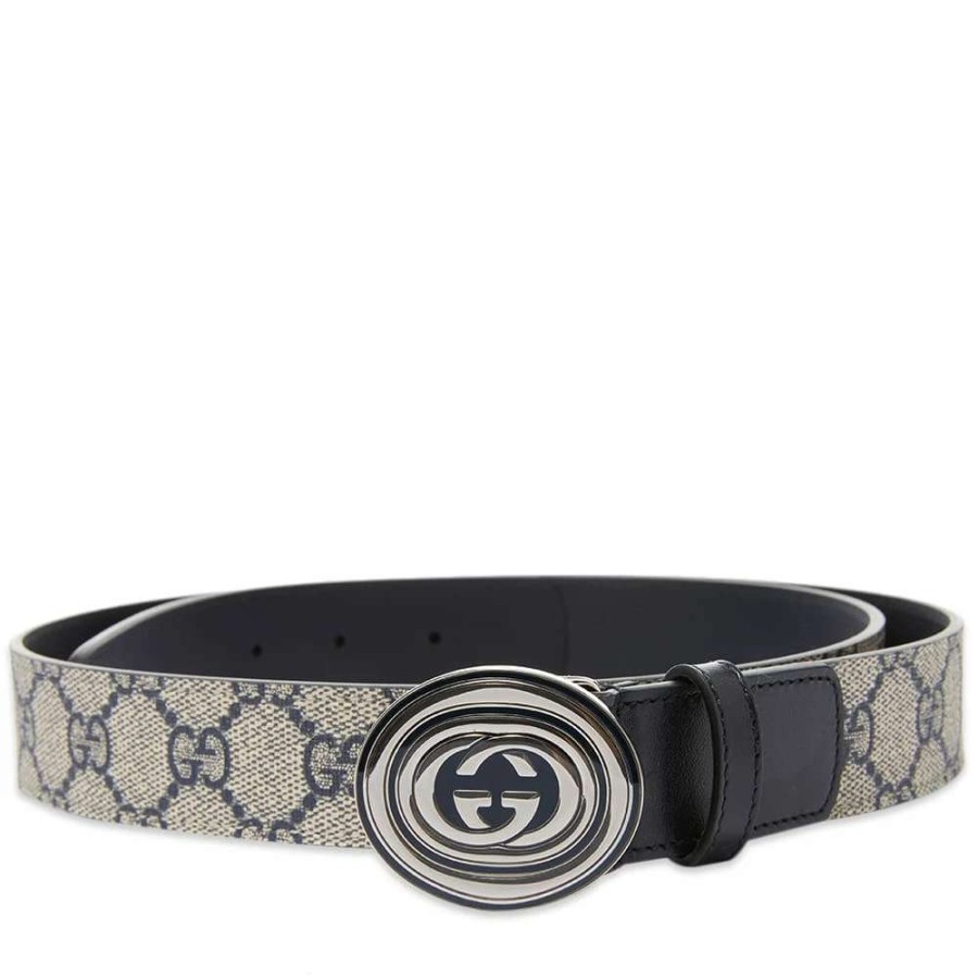 Accessories * | Gucci Gg Supreme Oval Buckle Belt