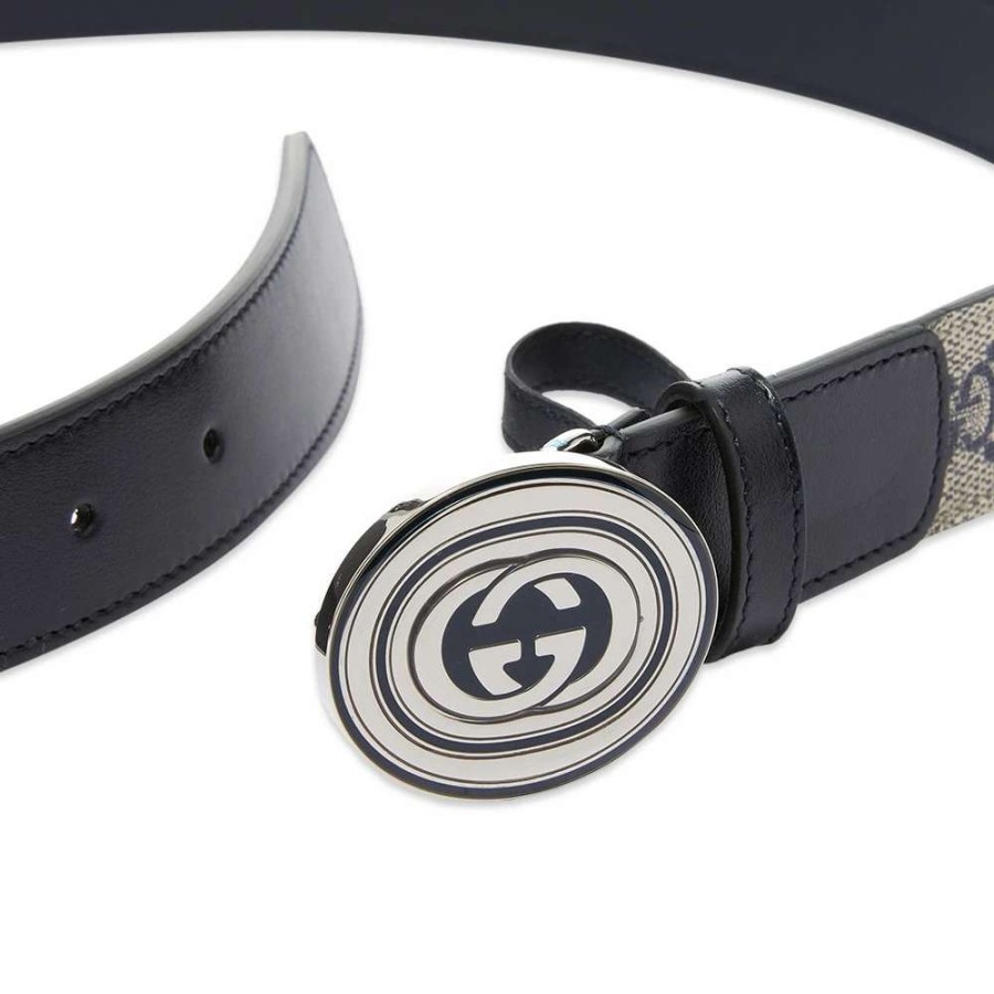 Accessories * | Gucci Gg Supreme Oval Buckle Belt