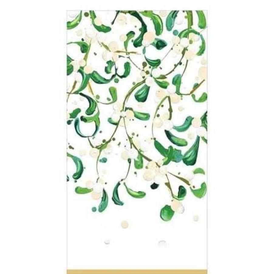 Table Accessories * | Caspari Christmas Napkin Modern Mistletoe 15Pce