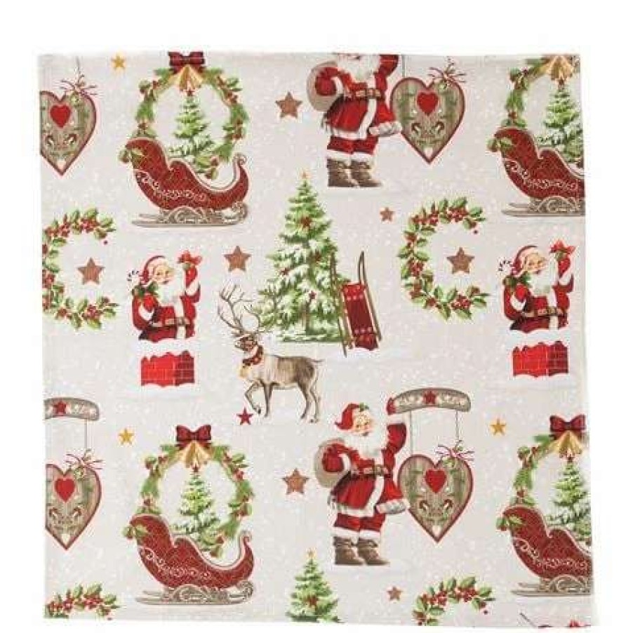 Table Accessories * | L'Ensoleillade Santa & His Sleigh Napkin Naturel 46X46Cm