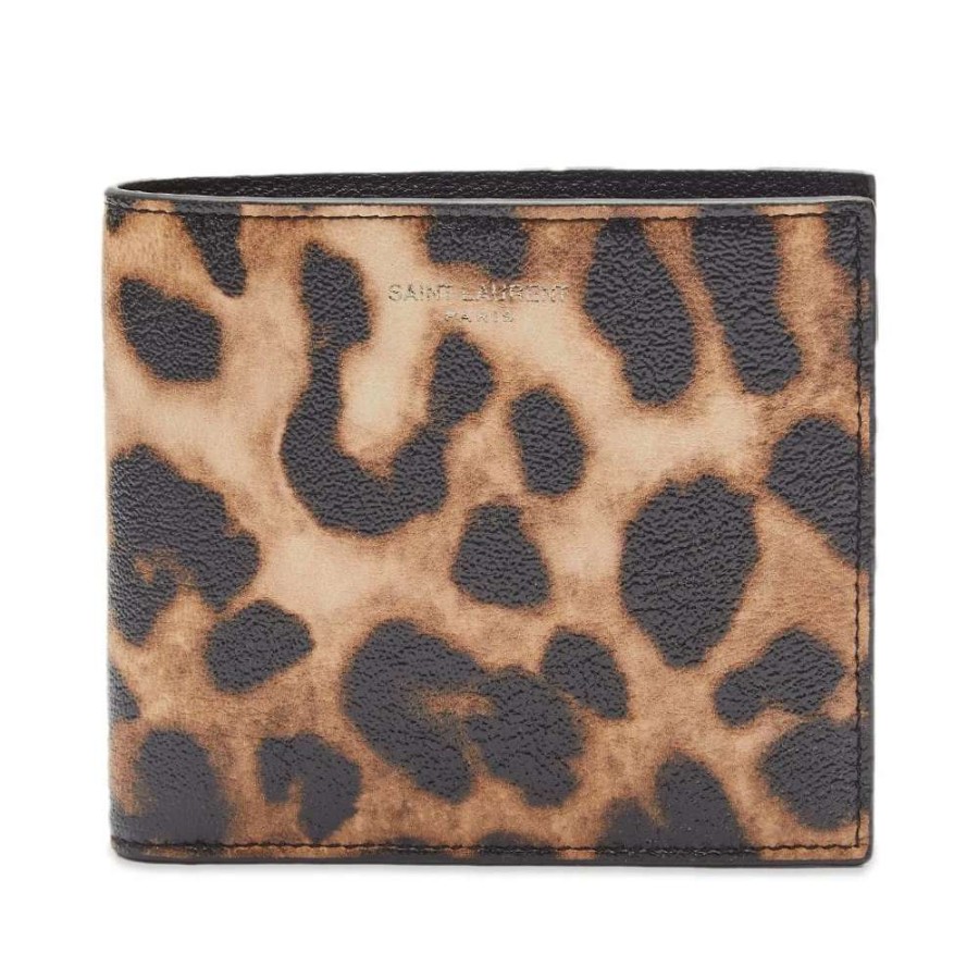 Accessories * | Saint Laurent Leopard Billfold Wallet