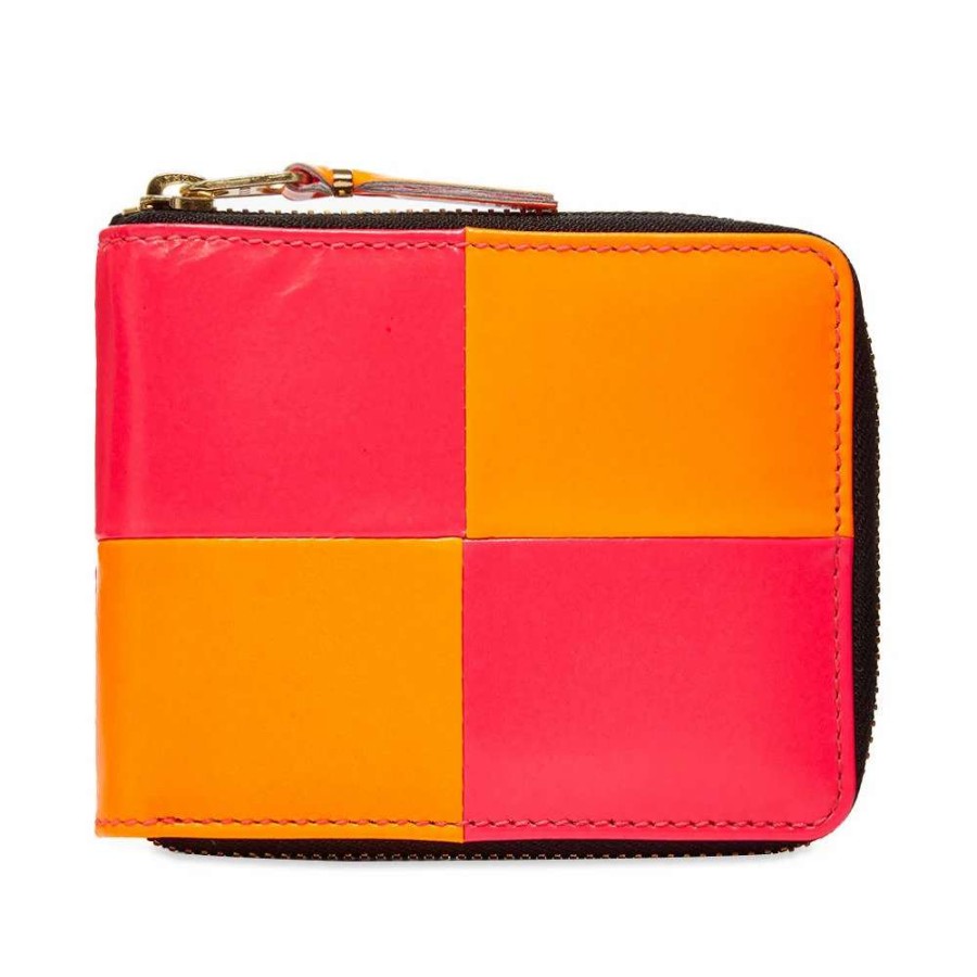 Accessories * | Comme Des Garcons Wallet Comme Des Garcons Sa7100Fs Fluo Squares Zip Wallet