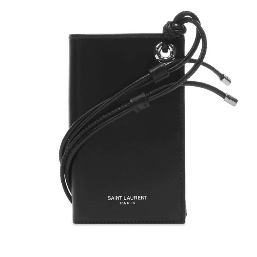 Accessories * | Saint Laurent Logo Credit Card Holder With Neck Strap