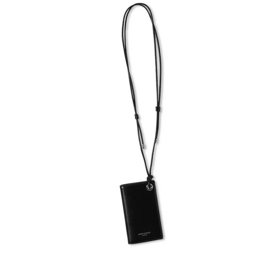 Accessories * | Saint Laurent Logo Credit Card Holder With Neck Strap